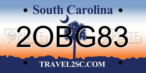 2OBG83 South Carolina License Plate