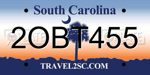 2OBT455 South Carolina License Plate