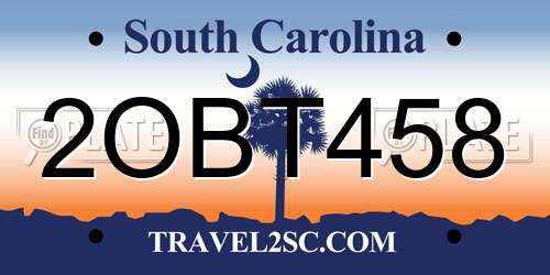 2OBT458 South Carolina License Plate