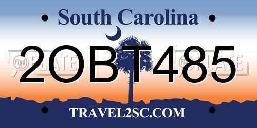 2OBT485 South Carolina License Plate