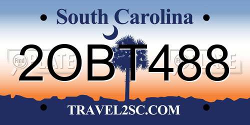 2OBT488 South Carolina License Plate