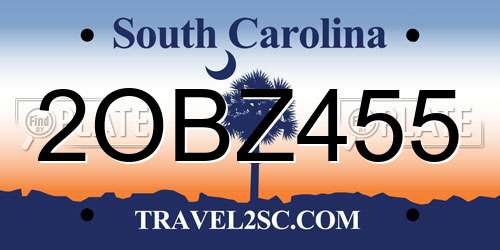 2OBZ455 South Carolina License Plate