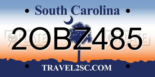 2OBZ485 South Carolina License Plate