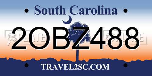 2OBZ488 South Carolina License Plate