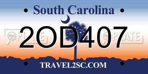 2OD407 South Carolina License Plate