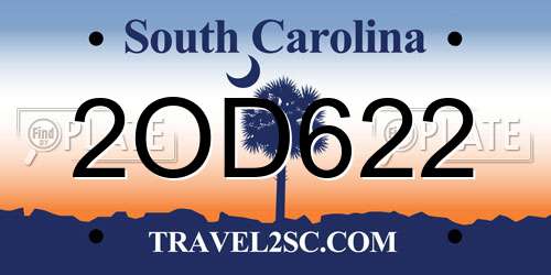 2OD622 South Carolina License Plate