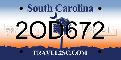 2OD672 South Carolina License Plate