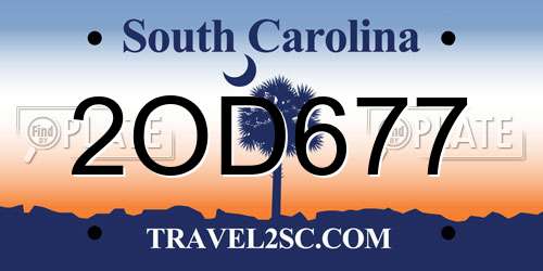 2OD677 South Carolina License Plate