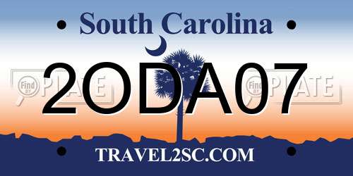 2ODA07 South Carolina License Plate
