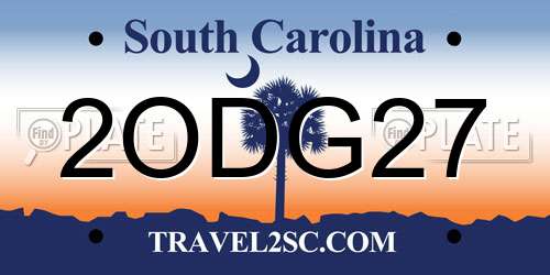 2ODG27 South Carolina License Plate