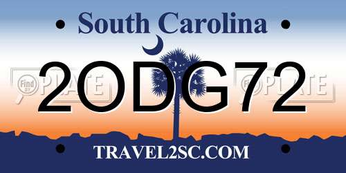 2ODG72 South Carolina License Plate