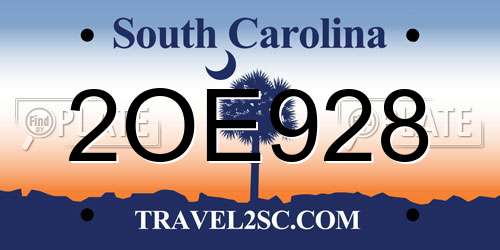 2OE928 South Carolina License Plate