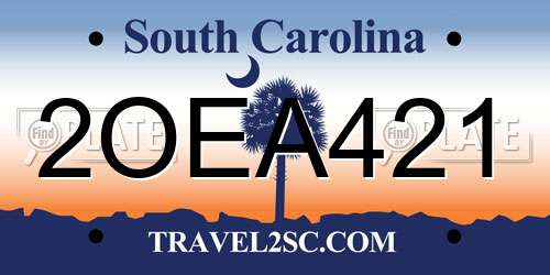 2OEA421 South Carolina License Plate