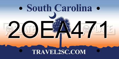 2OEA471 South Carolina License Plate