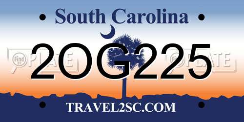 2OG225 South Carolina License Plate