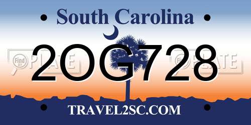2OG728 South Carolina License Plate