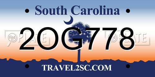 2OG778 South Carolina License Plate