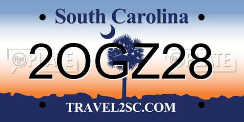 2OGZ28 South Carolina License Plate