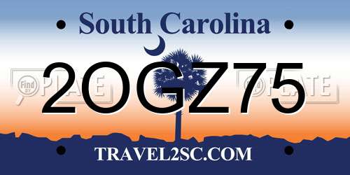 2OGZ75 South Carolina License Plate