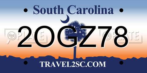 2OGZ78 South Carolina License Plate
