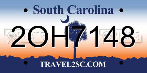 2OH7148 South Carolina License Plate