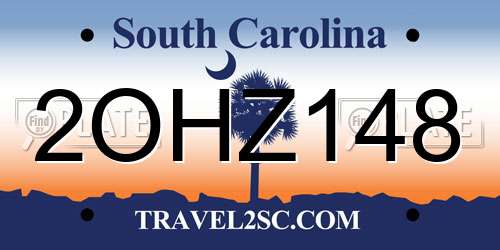 2OHZ148 South Carolina License Plate