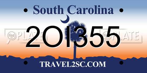 2OI355 South Carolina License Plate