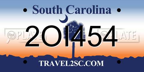 2OI454 South Carolina License Plate