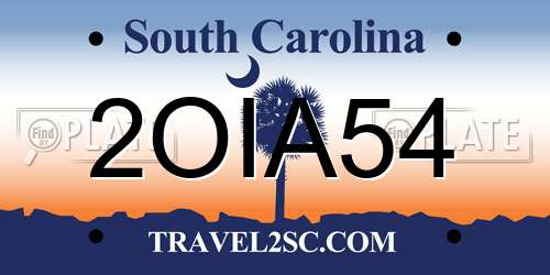2OIA54 South Carolina License Plate