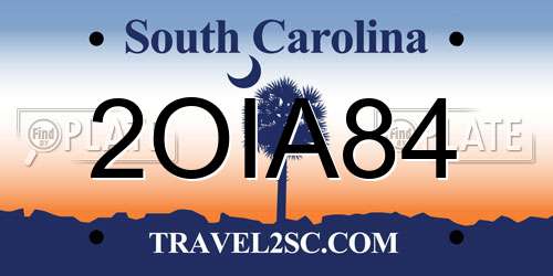 2OIA84 South Carolina License Plate