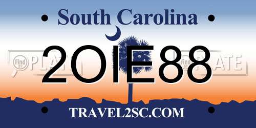 2OIE88 South Carolina License Plate