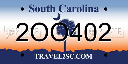 2OO402 South Carolina License Plate