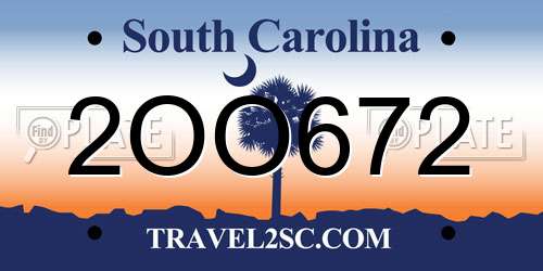 2OO672 South Carolina License Plate