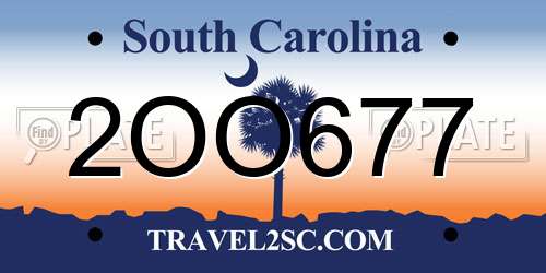 2OO677 South Carolina License Plate