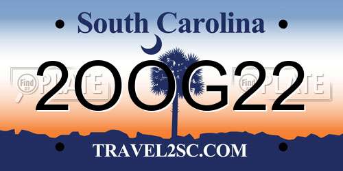 2OOG22 South Carolina License Plate