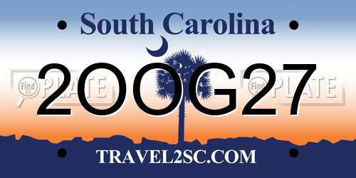 2OOG27 South Carolina License Plate