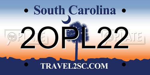2OPL22 South Carolina License Plate
