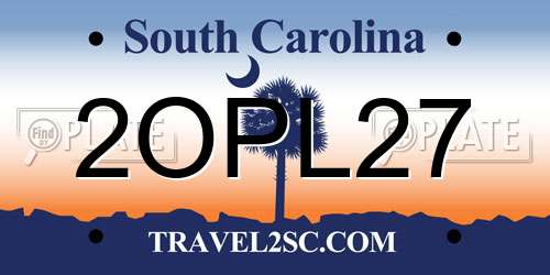 2OPL27 South Carolina License Plate