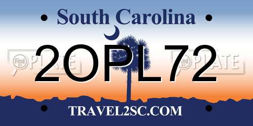 2OPL72 South Carolina License Plate