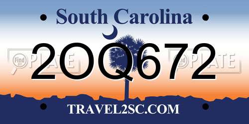 2OQ672 South Carolina License Plate