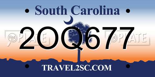 2OQ677 South Carolina License Plate