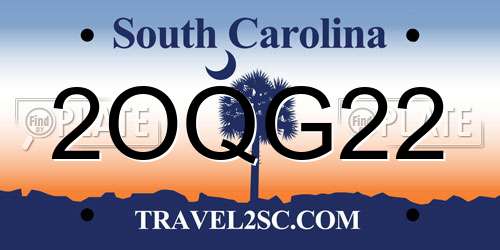 2OQG22 South Carolina License Plate