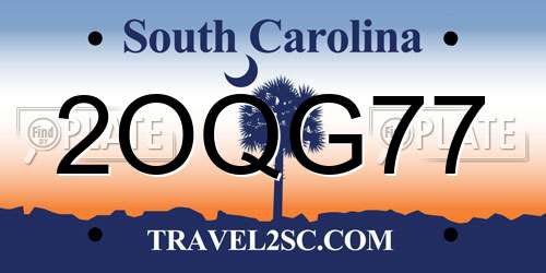 2OQG77 South Carolina License Plate