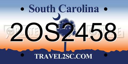 2OS2458 South Carolina License Plate