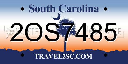 2OS7485 South Carolina License Plate