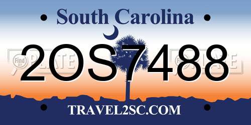 2OS7488 South Carolina License Plate