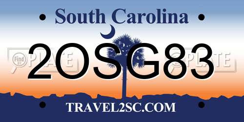 2OSG83 South Carolina License Plate
