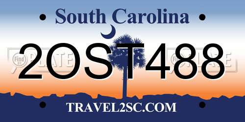 2OST488 South Carolina License Plate