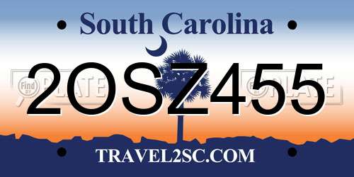 2OSZ455 South Carolina License Plate