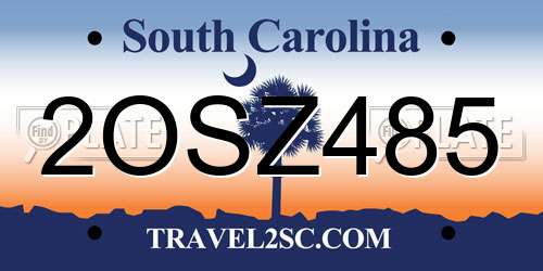 2OSZ485 South Carolina License Plate